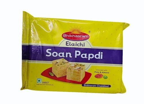 Bhikhaaram Elachi Soan Papdi - 450 Grams Packet | FSSAI Certified, Good Quality, Sweet Taste, Shelf Life of 6 Months