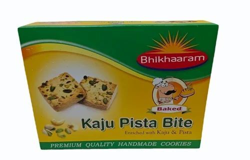 Bhikhaaram Kaju Pista Bite Cookies - 300 Gram Box | FSSAI Certified, Sweet Taste, Square-Shaped Cookies