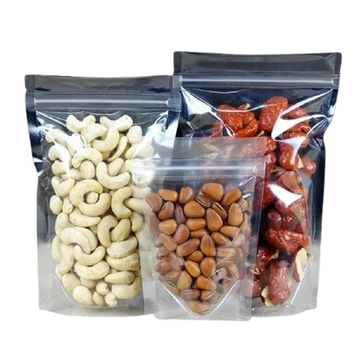 Dry Fruits Packaging Pouch - PE Material, 12x18 Inch Size, Transparent Color | Zipper/Slider Closure, Multi Layer Lamination, Matte Finish