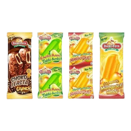 Ice Cream Packaging Pouch - Plastic Material, Multi Color Printed Design | Ideal for Secure and Attractive Ice Cream Packaging
