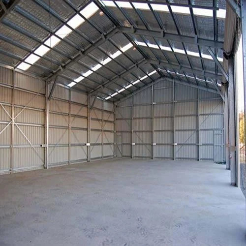 Industrial Shed - Metal Sheet Prefab Design | Weather Protection, Gray Color, PU Panel Roof, Sliding Windows, Tamper Proof Quality