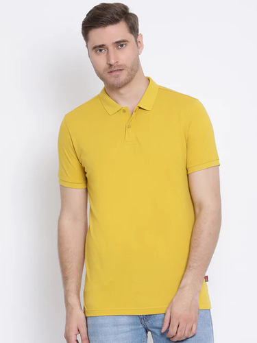 Mens T Shirt - Cotton Blend, Customized/M/S/XL - Yellow, Short Sleeves, Classic Style | Wrinkle Free, Comfortable, Breathable, No Color Fade
