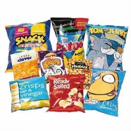 Snack Food Packaging Pouches - Multi Layer Laminated Pillow Pouch, 6x4 Inches Glossy Finish with Printed Design and Zipper Closure