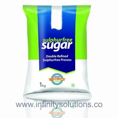 Sugar Packaging Pouch - PET (Polyester) Material, 6x4 Inch Size, Multi Color, Glossy Finish, Double Layer Lamination, Heat Sealed Closure