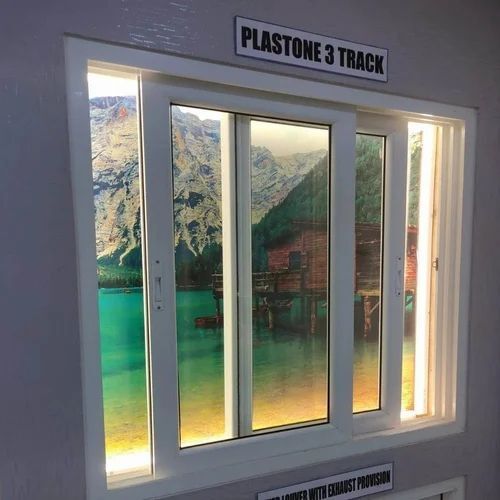 Upvc Window - Toughened Glass 6.5mm Thick, White Polished Finish | Sliding Type, Fire Resistant, Suitable for Home/Villa Use
