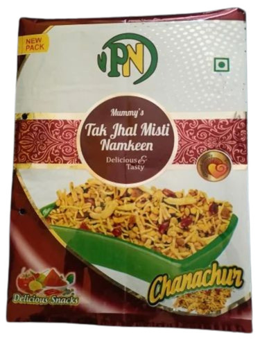 Chanachur Packaging Pouch - PP Material, 1 Kg Capacity, Multi Color Design | Pillow Pouch, Double Layer Laminated, Heat Sealed Closure