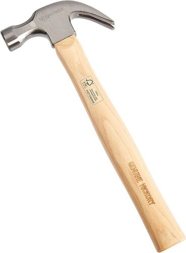 Claw Hammer - Wood Head, Wooden Handle, 671g, Silver & Beige Colors | Contoured Grip, Round Shape, Industrial Usage, Flat Head Style