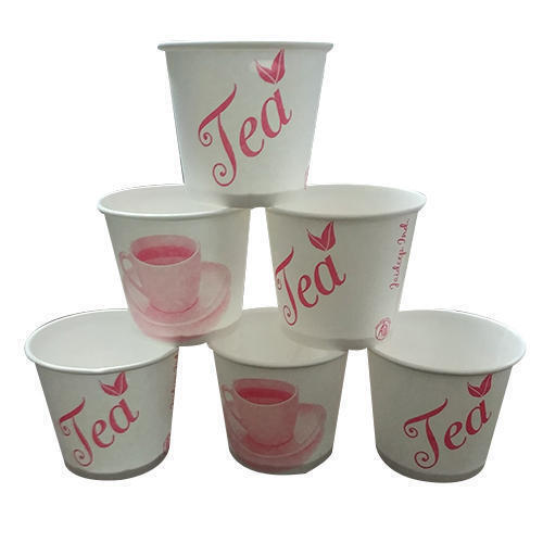 Disposable Tea Cups - Paper, 80-100ml, White & Red | Eco-Friendly, Lightweight, Round, Heat & Cold Resistant, Printed Pattern