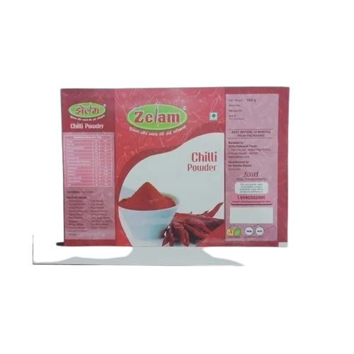 Red Chilli Powder Packaging Pouch - Plastic Material, Multi Color | Printed Design for Enhanced Visual Appeal and Durability