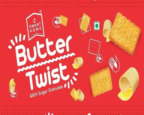 Sweet Home Butter Twist Biscuits - Round Sweet Taste Crispy Texture | Eggless Delight in Every Bite