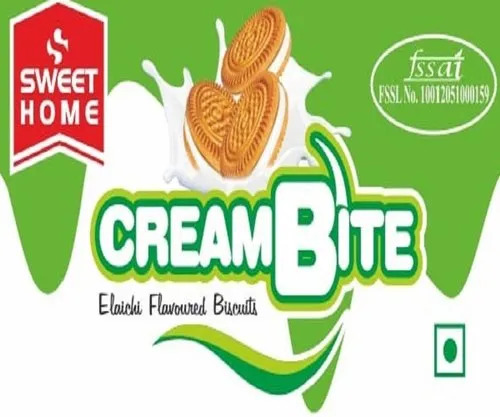 Sweet Home Cream Bite Elaichi Biscuits - Crispy, Eggless, Sweet , Round Cookies with a Delicious Elaichi Flavor