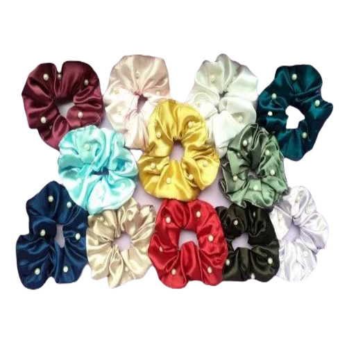 Girls Hair Scrunchies - Satin Material, Multicolor Design | Fancy Hair Accessory for Women, Suitable for Baby Girls and Teens