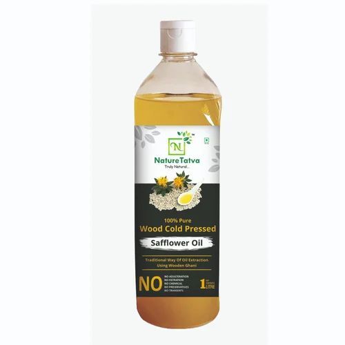 Nature Tatva Safflower Oil - 1 Litre Cold Pressed Organic Oil | 100% Pure, Lowers Cholesterol, 6 Months Shelf Life