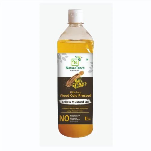 Nature Tatva Yellow Mustard Oil - 1 Litre Bottle, Organic Cold Pressed, 100% Pure, Lowers Cholesterol Benefits