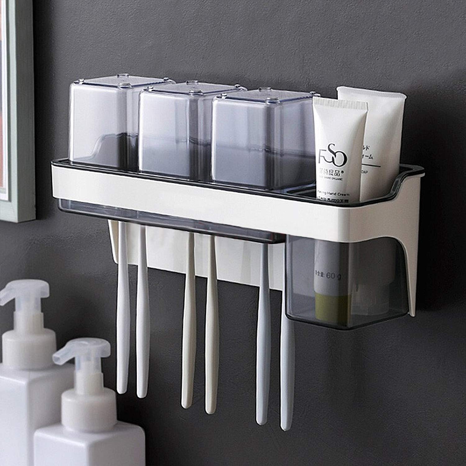 Plastic White Toothbrush Holders For Bathroom