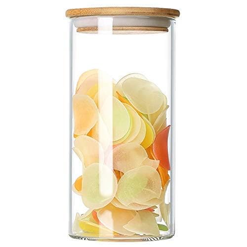 Round Glass Jar - 320ml Capacity, Transparent with Wooden Lid & Airtight Seal