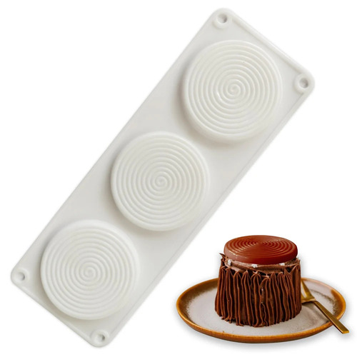 SILICONE CAKE DECOR MOULD - Food-Grade Silicone, 3 Cavity Spiral Design, White | Flexible, Non-Stick, Oven & Microwave Safe, Easy Release