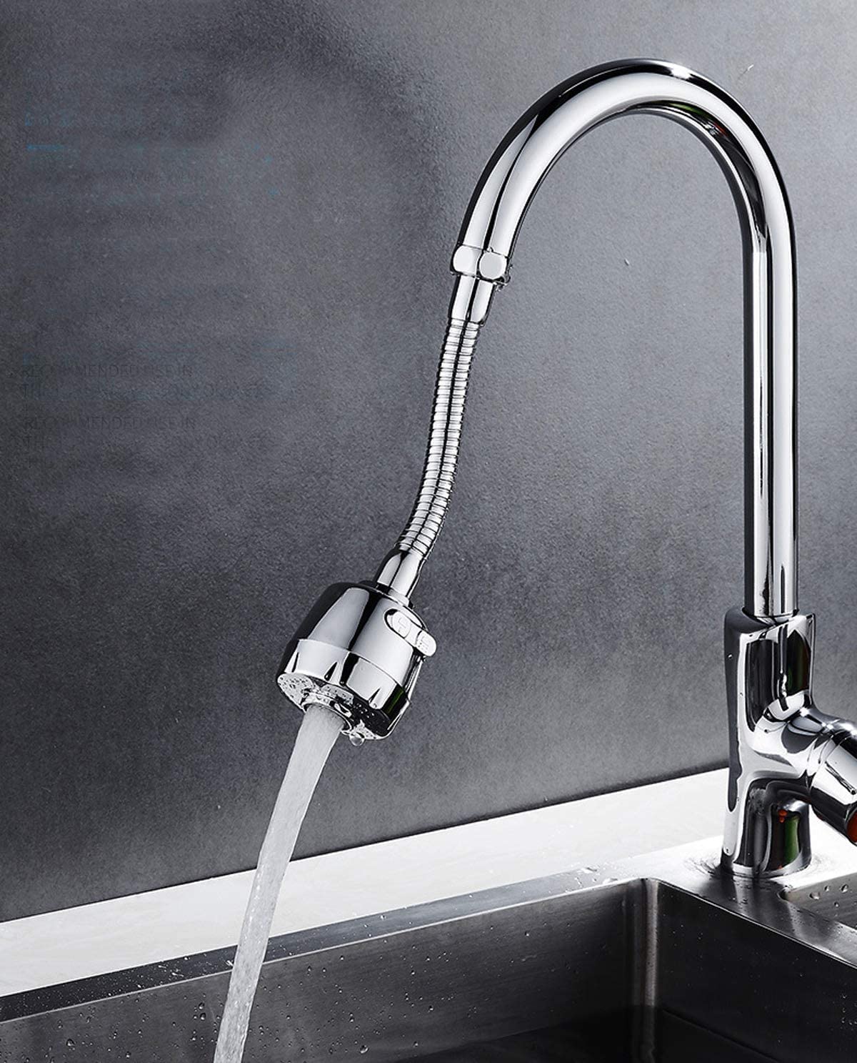 Silver Stainless Steel Turbo Flex 360 Degree Rotating Water Faucet