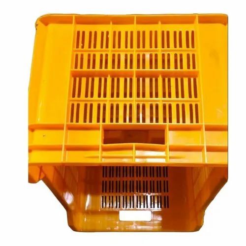 Yellow Plastic Vegetable Crate - Unbreakable, 25 kg Capacity, Rectangular Shape | Durable Material, Customizable Size, Ideal for Vegetable Storage