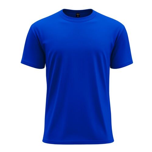Blue Plain T Shirts - Casual Wear, Round Neck, Short Sleeves | Suitable for All Ages, Machine Washable, Customized Sizes Available