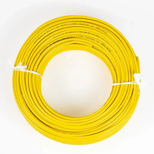 Cable Wire - Copper, 90 m Length, Yellow Color | ISI Certified, Flexible for Industrial Electrical Applications, Rated Voltage 220 Volt