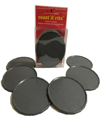 Grey Tea Coaster - Plastic Standard Size Round Shape Grey Color | Durable Good Quality Polished Finishing