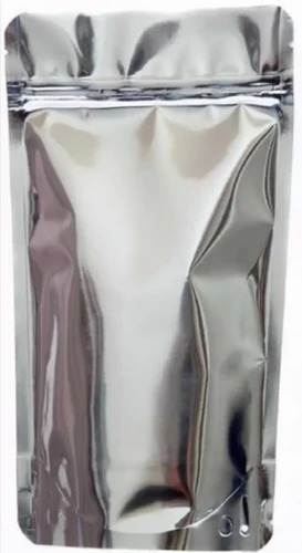 Silver Packaging Pouch - Aluminum Foil, W6 X H4 Inch, Glossy Finish, Double Layer Lamination, Standup Pouch, Plain Design