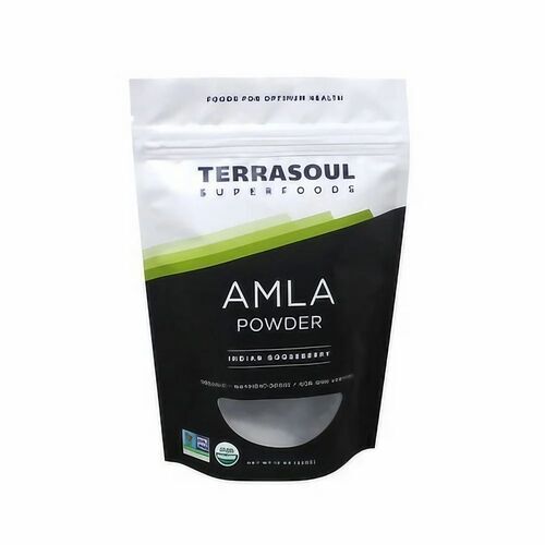 Amla Powder Packaging Pouch - Plastic, Multi Layer Lamination, Multi Color | Zipper Closure, Rotogravure Printed Design