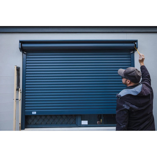 Blue Aluminium Rolling Shutter - Aluminium Material, Vertical Opening Pattern, Blue Color, Automatic Operating Mode | Manual Handkey Control, Powder Coated Finish
