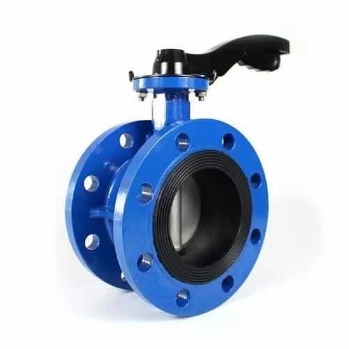 Cast Steel Double Flanged Butterfly Valve - Color: Silver