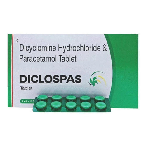 Dicyclomine Hydrochloride and Paracetamol Tablets - Medicine Grade, Prescription Required | For Hospital and Clinic Use, Precautionary Measures Advised