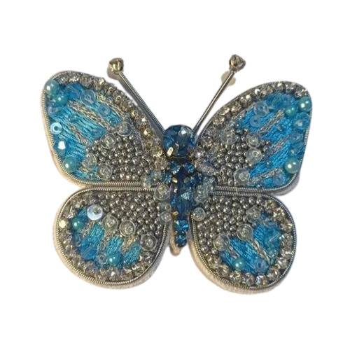 Fancy Handmade Brooches - Glossy Blue Butterfly Brooches Good Quality Crystal Accents for Weddings & Parties | Unisex Jewelry Design