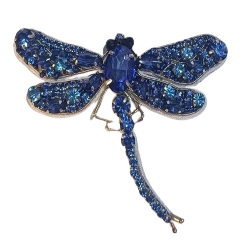 Handmade Brooches - Butterfly Shape, Crystal Stone, Glossy Blue Finish | Good Quality for Weddings & Parties, Unisex Design