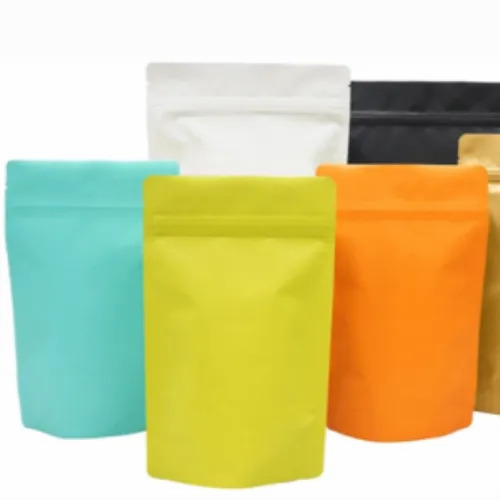 Multicolor Stand Up Zipper Pouches - Plastic Material, Multi Color Print | Ideal for Packaging and Versatile Storage Solutions