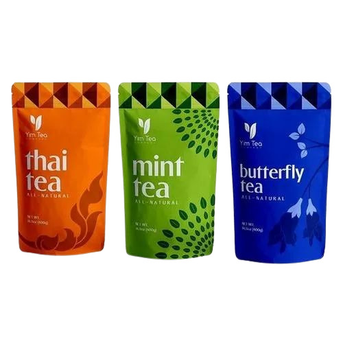 Printed Stand Up Pouch - Plastic Material Multi Color Design | Zipper Closure Ideal for Food Packaging Printed for Enhanced Appeal