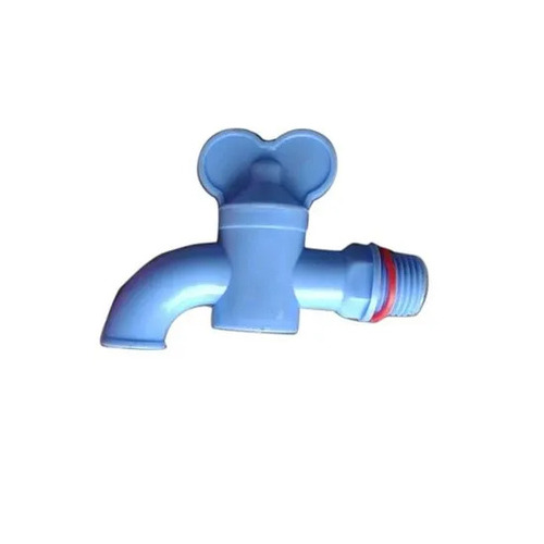 15mm Blue PVC Bib Cock - PVC Material, Round Shape, Glossy Finish | Wall Mounted Design, Plastic Handle, Water Application
