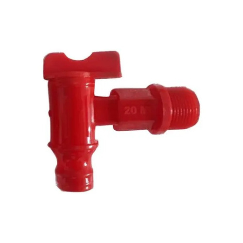 20mm Red PVC Water Tap - Plastic, Glossy Finish, Round Shape | Wall Mounted Design, Durable Water Media Handle
