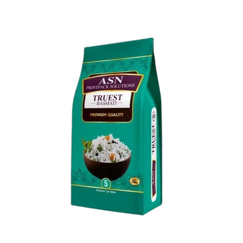 Basmati Rice Packaging Pouch - Plastic 12x18 Inches Multi-Color | Rotogravure Printed with Multi Layer Lamination