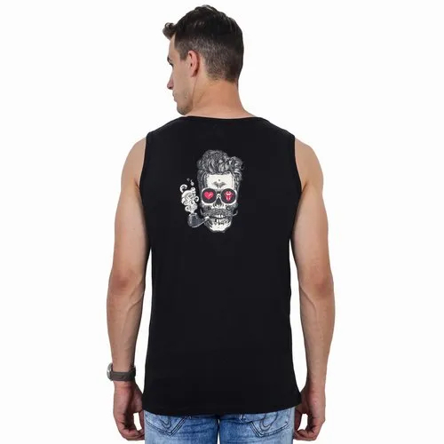 Black Mens Gym Cotton Sando