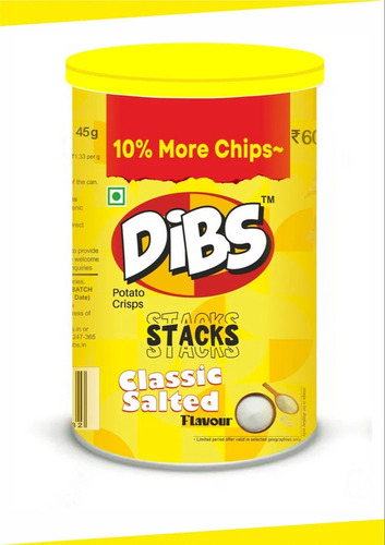 Dibs Stacks Potato Chips - Crispy Vegetarian Pizza Flavor | Crunchy Salty Snack in Convenient Dibs Stacks Packaging