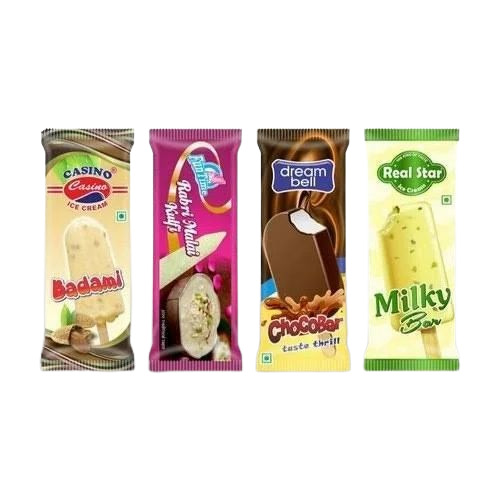 Ice Cream Packaging Pouch - Plastic, 6x4 Inches, Multi Color | Multi Layer Lamination, Rotogravure Printed Design