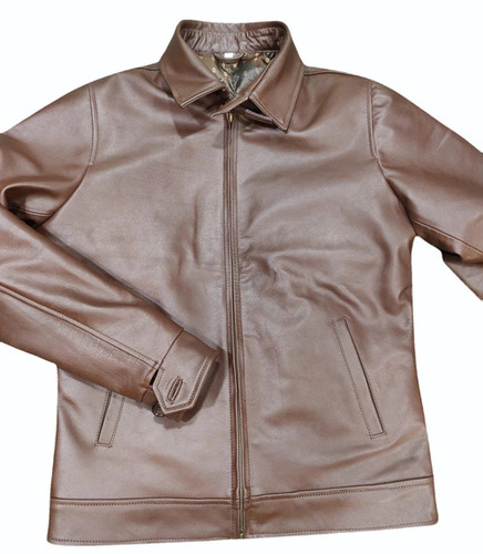 Mens Dark Brown Leather Motorcycle Jacket - Color: Na