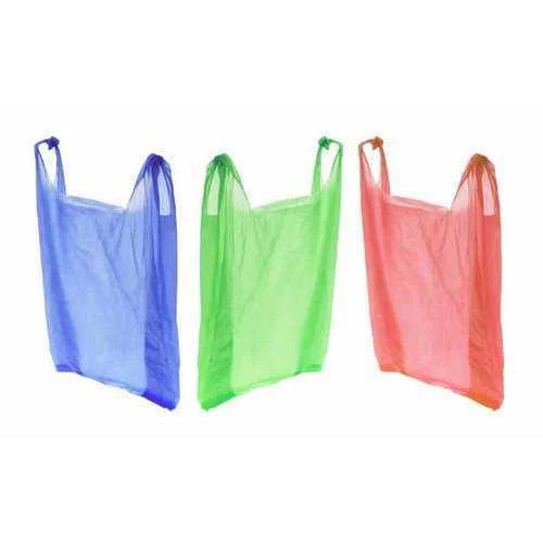 Plastic Carry Bags - PVC Material Multi Color Options Flexiloop Handle Leak Proof Extra Strong for Grocery Use Good Weight Carrying Capacity