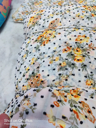 Poly Georgette Butta Print Fabric - Washable, Shrink Resistant, Various Colors, Printed Pattern | Ideal for Textile Industry Applications