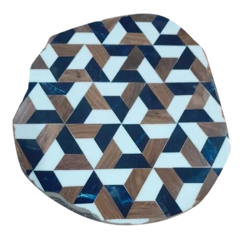 Resin Wood Coaster - Handcrafted Wooden Round Coaster | Eco-Friendly, Multicolor Matte Finish, Plain Pattern