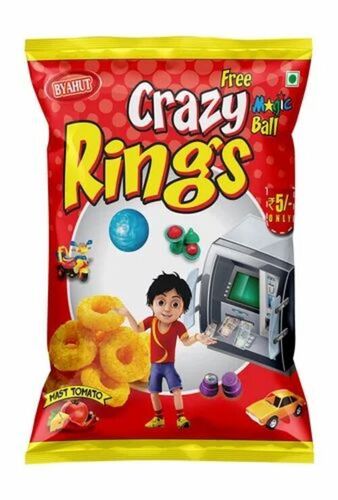 Rings Snacks Food Packaging Pouch - Plastic, Multi Color | Printed Design for Versatile Snack Packaging Solutions