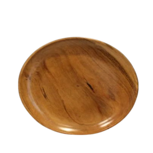 Round Wooden Platter - Wood, Medium Size, Brown Color | Polished Finish, Rectangular Shape - Perfect for Kitchen Dining and Serving