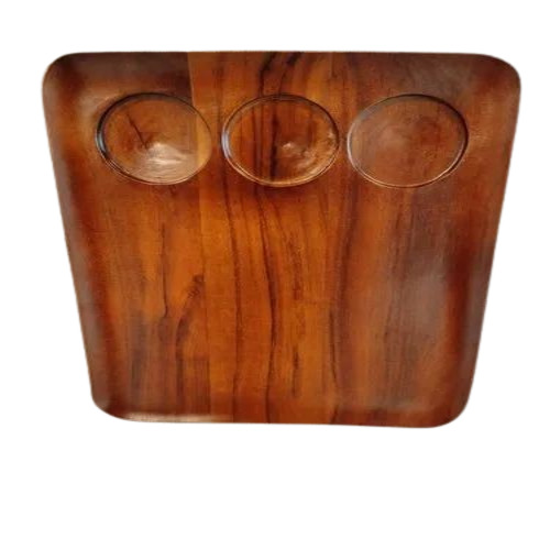 Wooden Multipurpose Platter - Wood, Medium Size, Brown Color | Rectangular Shape, Polished Finish for Stylish Kitchen Presentation