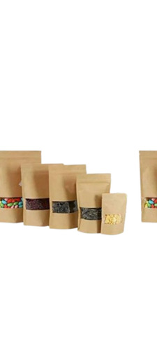 Kraft Paper Pouch - Paper Material, Brown Color, Plain Design | Ideal for Eco-Friendly Packaging Solutions