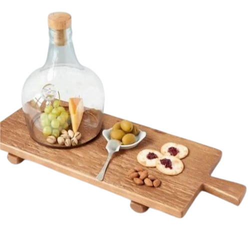 Mango Wood Platter - Leaf Shape, Standard Size, Polished Finish, Brown Color | Wooden Platter for Home and Restaurant Use